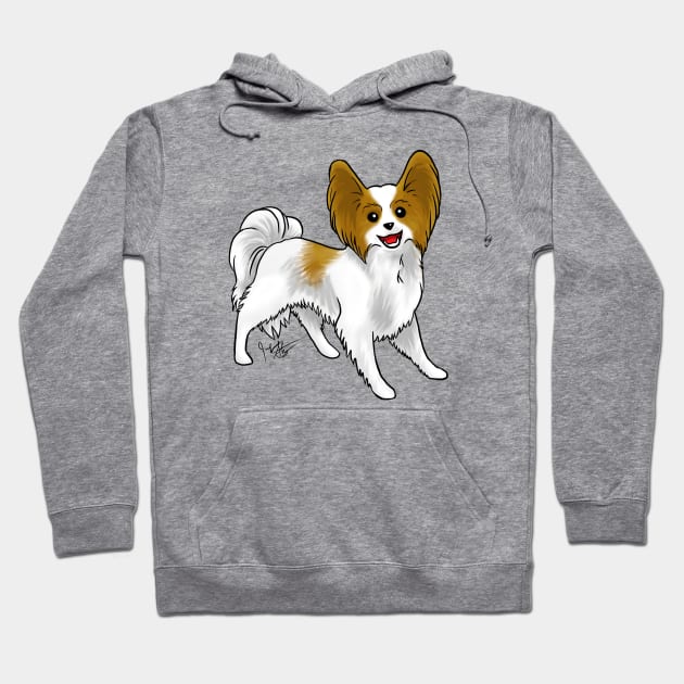 Dog - Papillon - Brown and White Hoodie by Jen's Dogs Custom Gifts and Designs